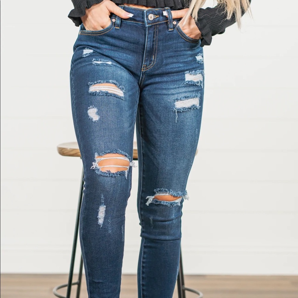 KanCan Grace Mid Rise Distressed Skinny Jean